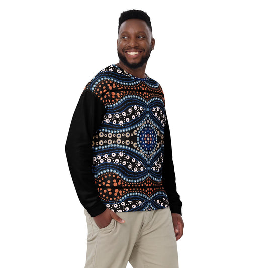 Aboriginal Designed Unisex Sweatshirt Yaye Marle Art By Jordan Davis