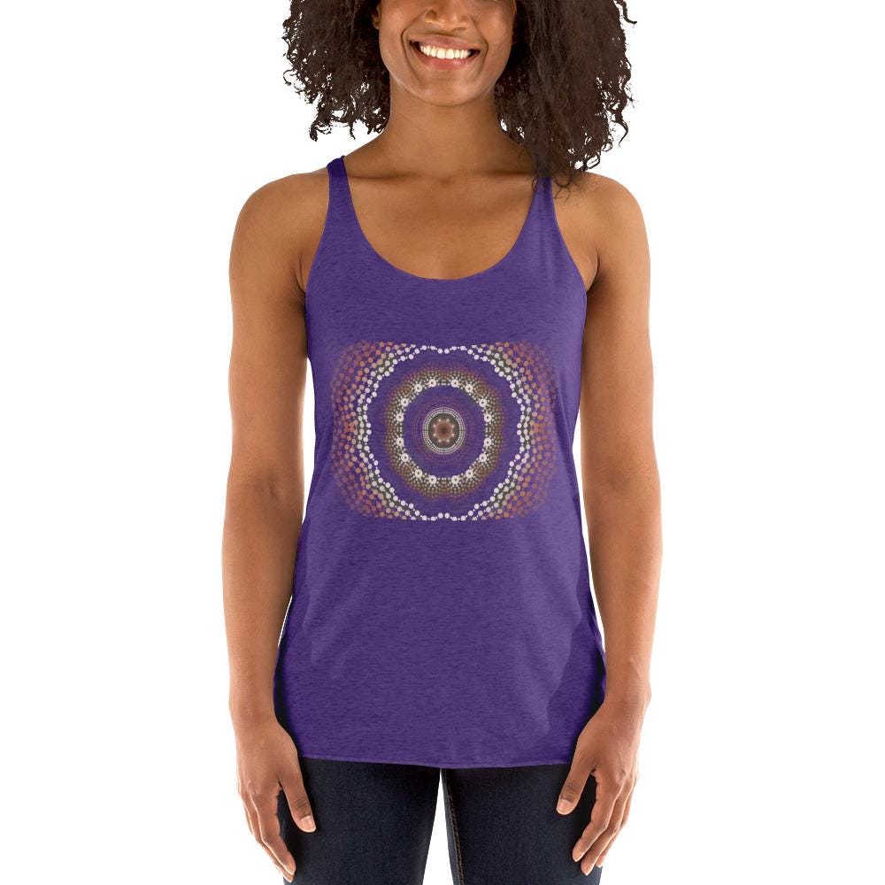 Aboriginal Designed Women's Racerback Tank Yaye Marle Art By Jordan Davis